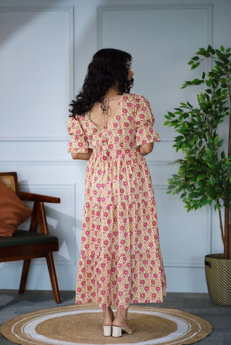 elira roses cotton tier dress