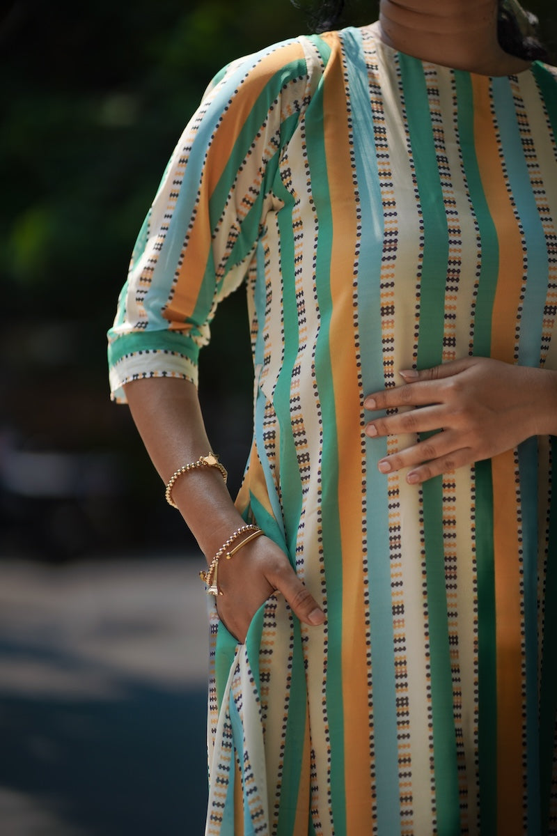hoyna stripes georgette dress