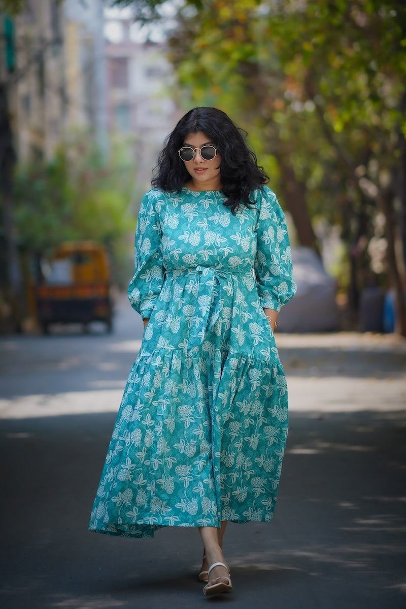 aina turquoise cotton dress