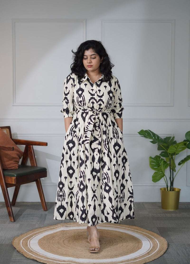 elira abstract cotton shirt dress
