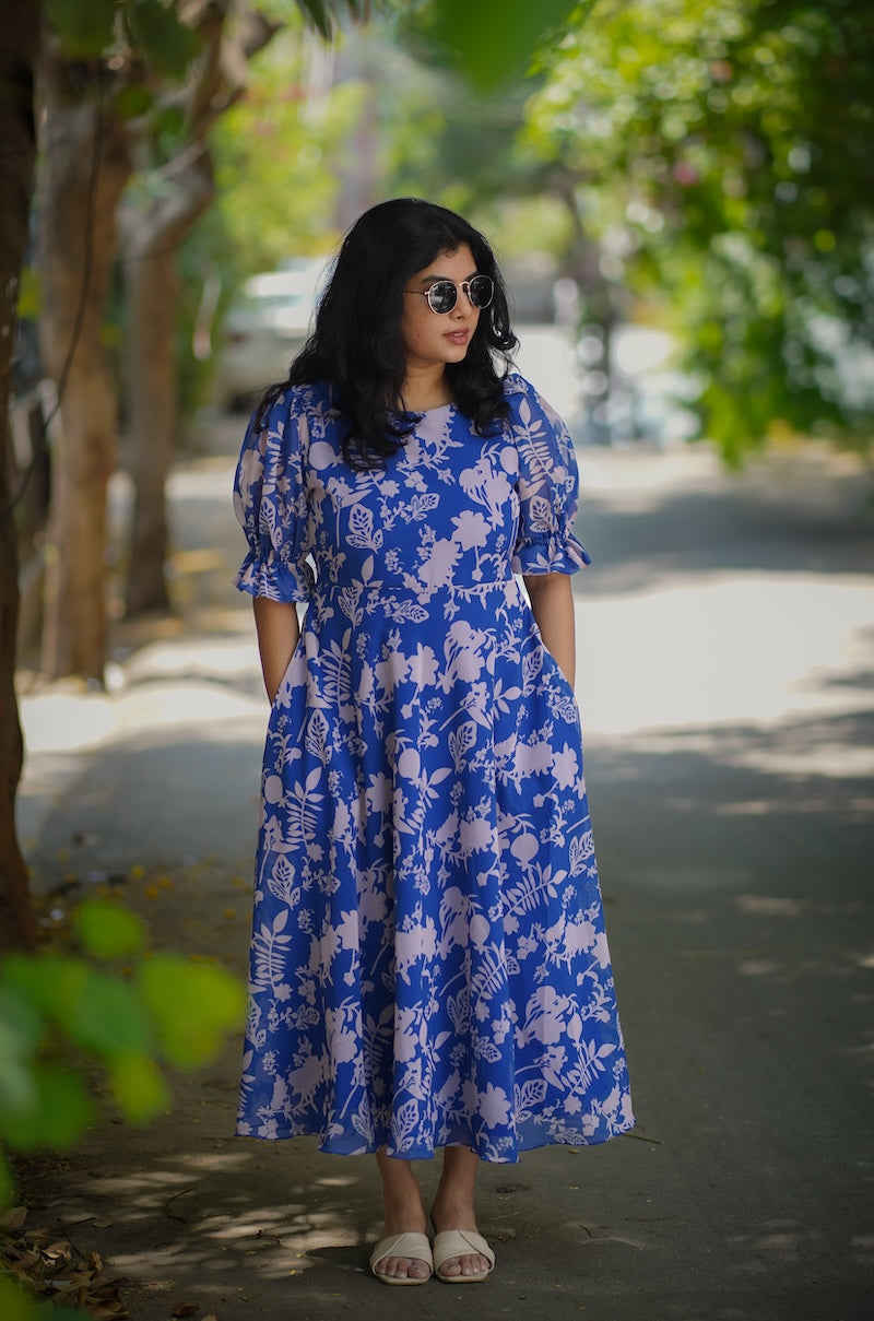 savina pastel blue georgette dress image 3
