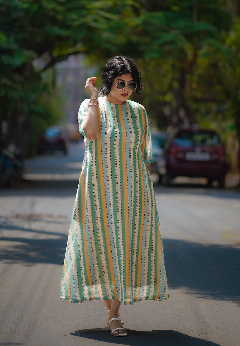 hoyna stripes georgette dress