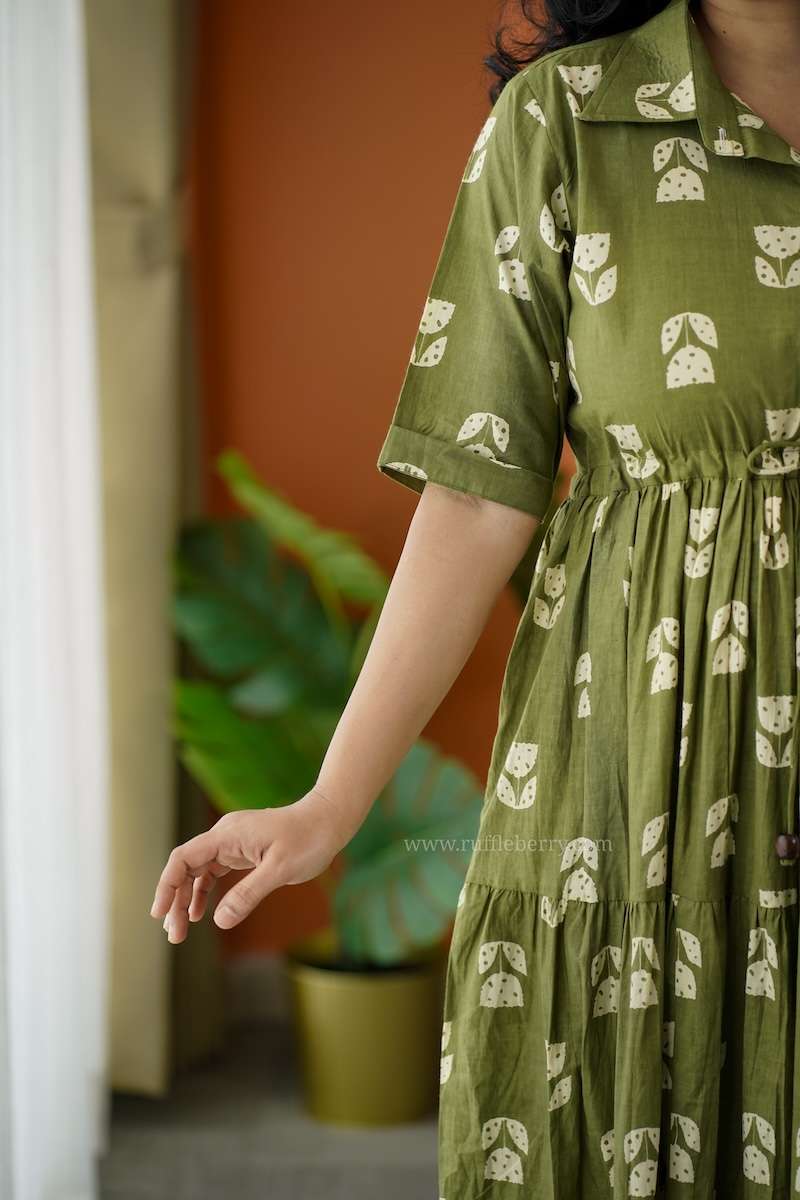 augusta olivegreen cotton shirt dress