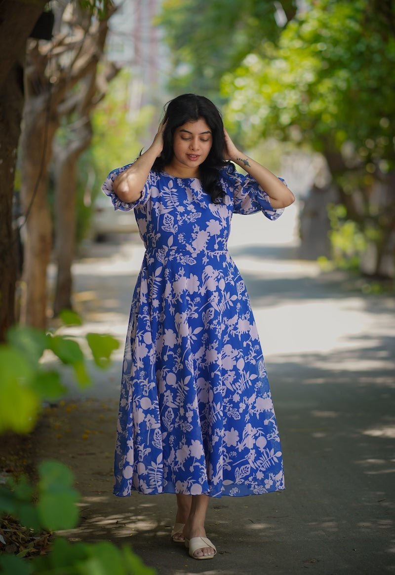 savina pastel blue georgette dress image 4