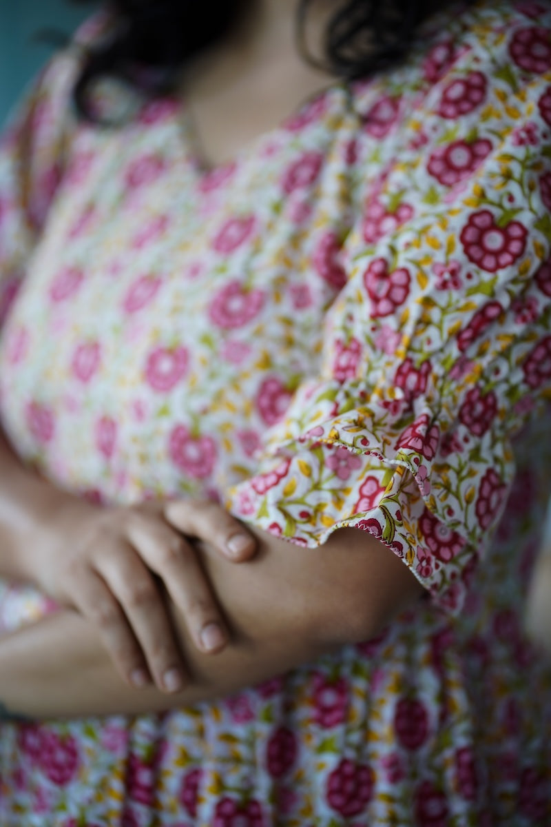 elira roses cotton tier dress