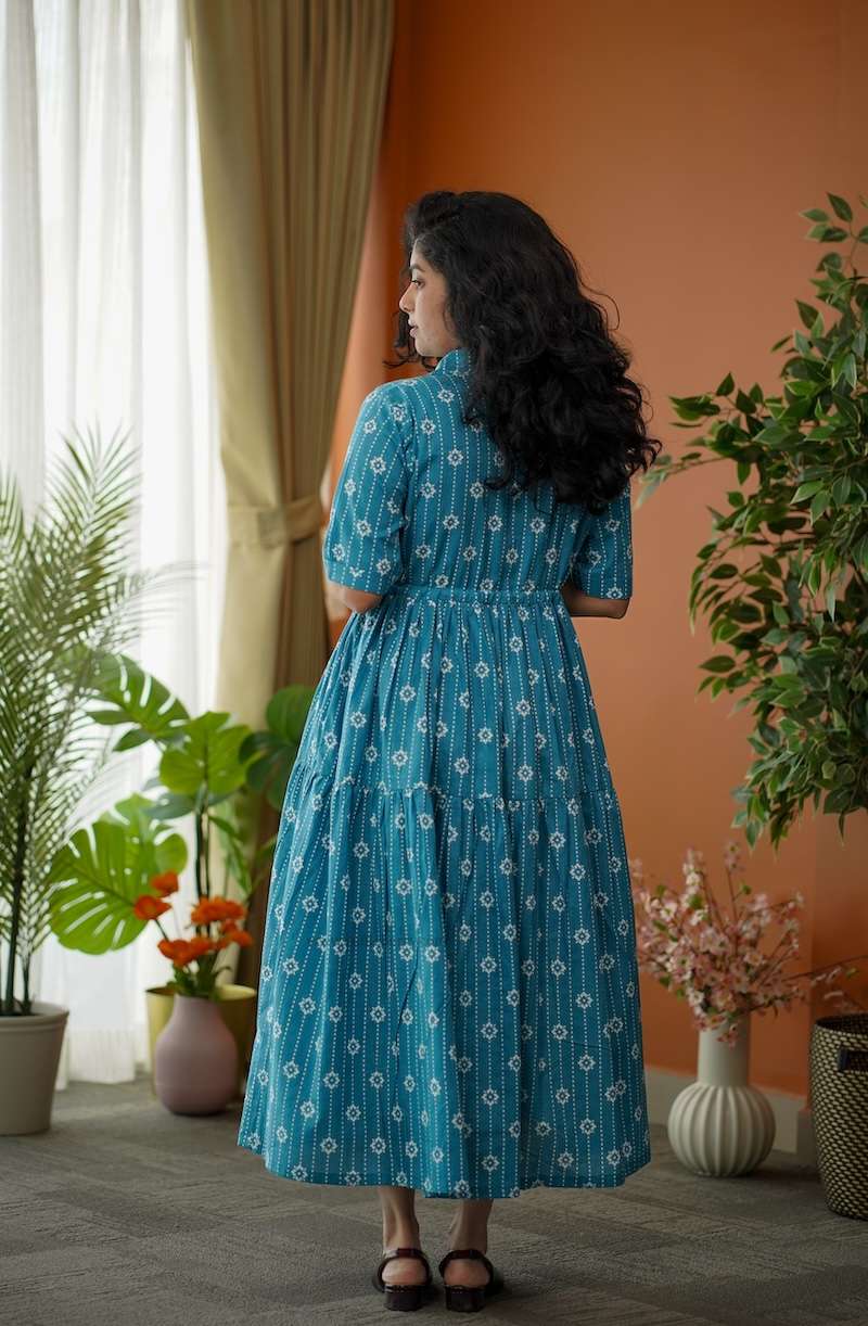 augusta blue cotton shirt dress