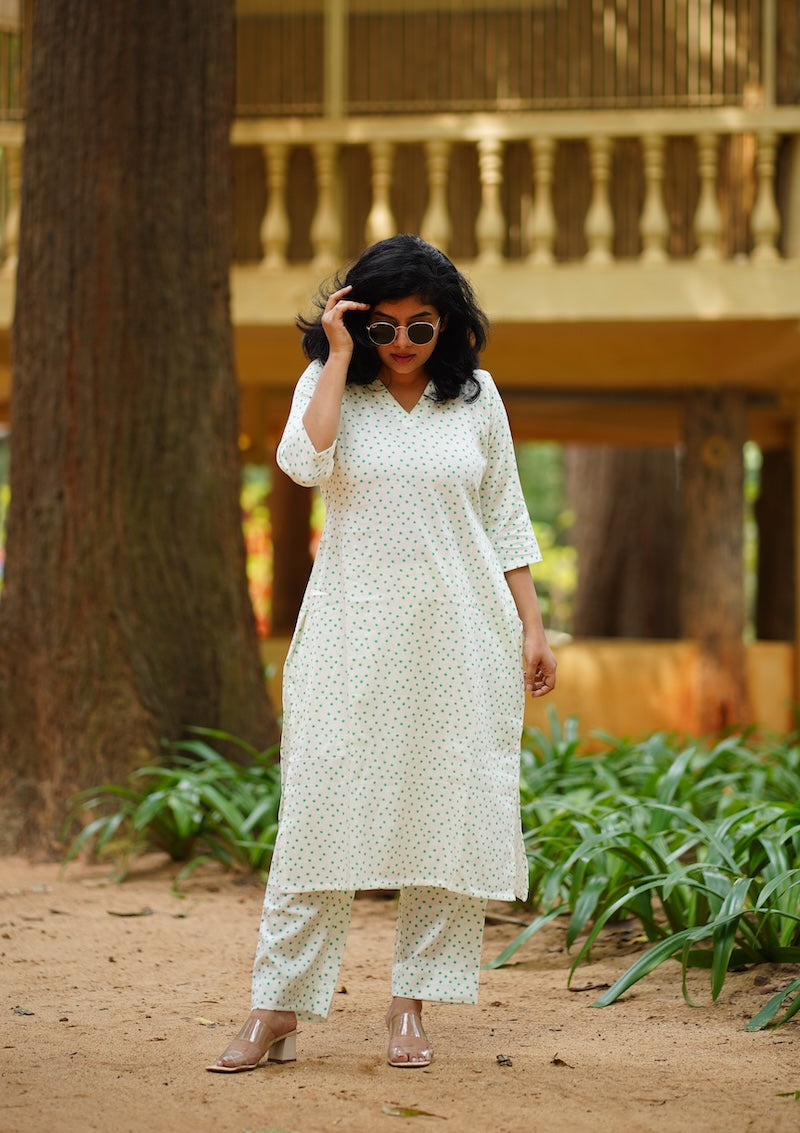 white cotton co-ord set