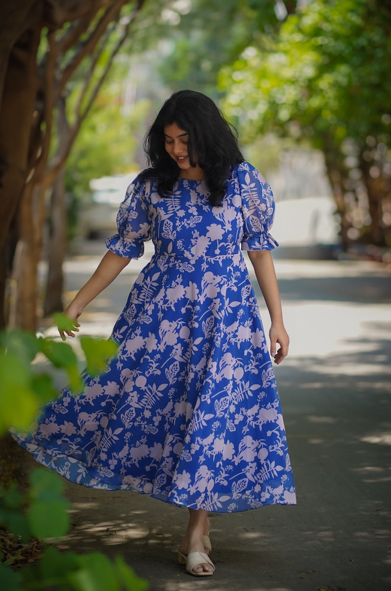 savina pastel blue georgette dress image 1