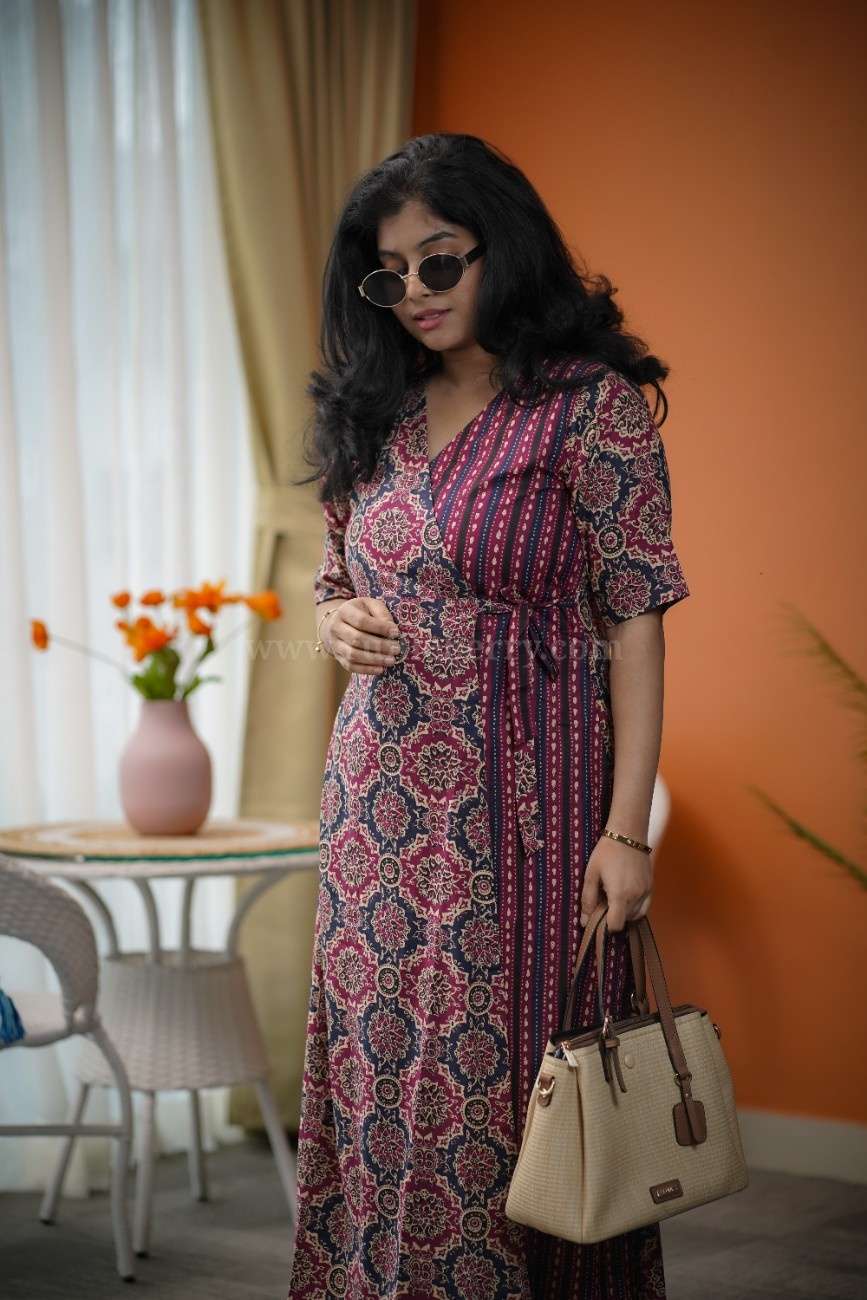 augusta ajrakh fusion wrap dress