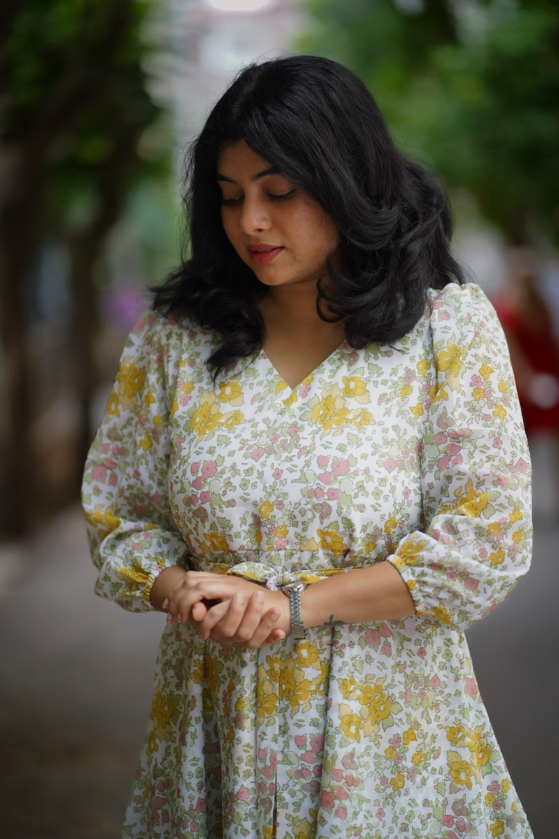 bloom chalk georgette dress