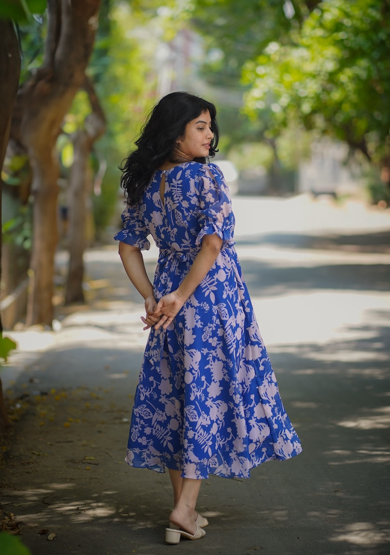 savina pastel blue georgette dress image 7