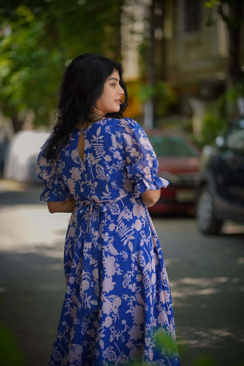 savina pastel blue georgette dress image 9