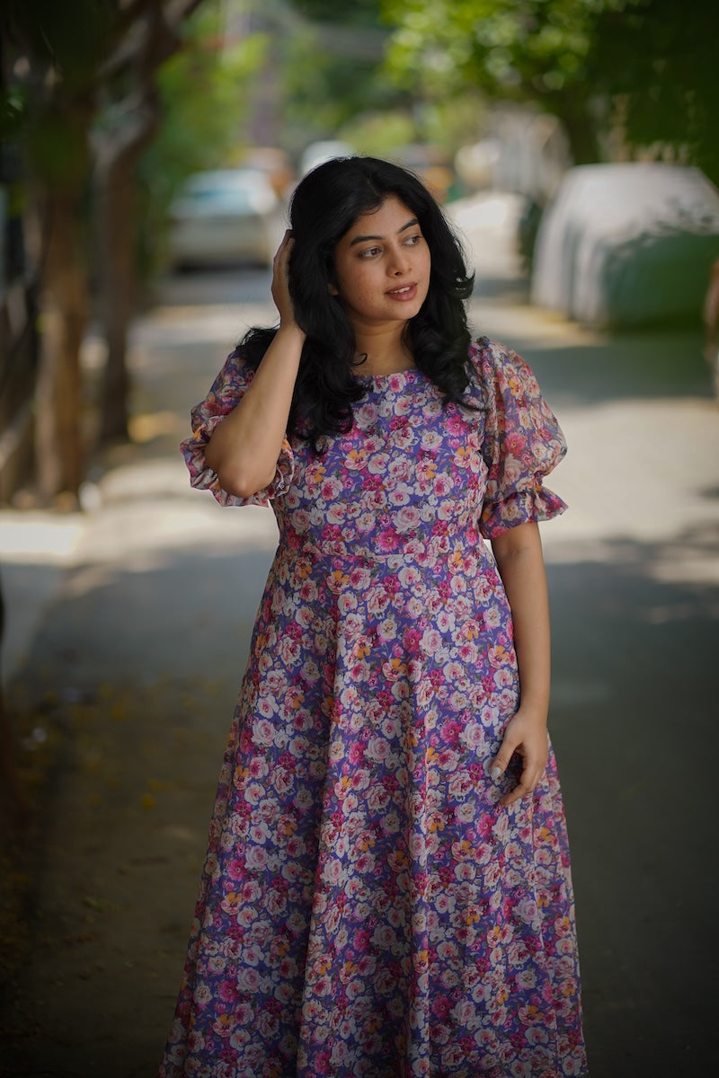 savina lavender floral georgette dress image 3