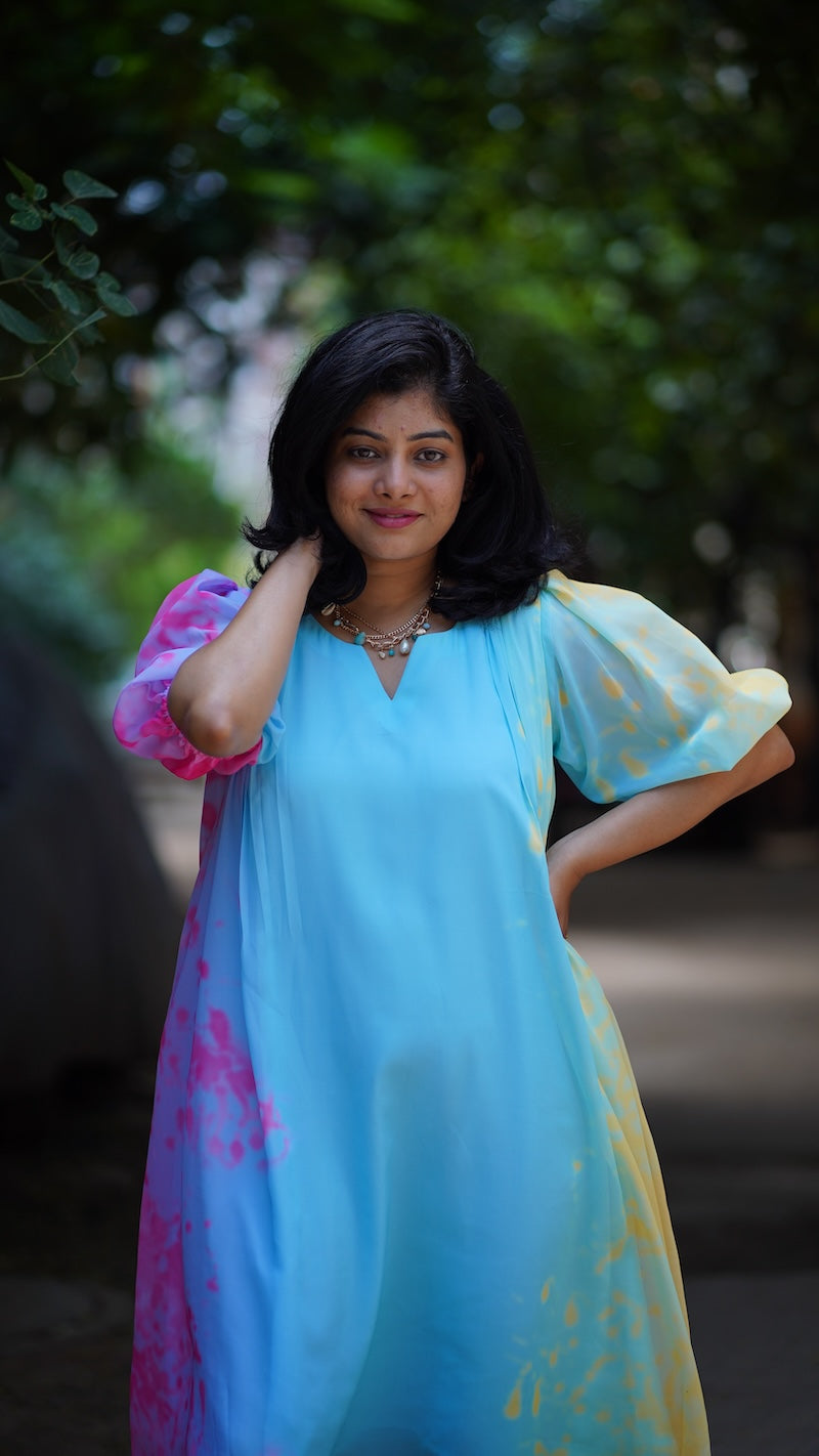 poppy multicolour georgette dress image 3