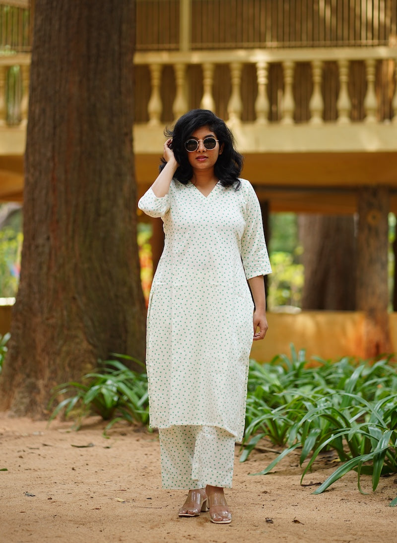 white cotton co-ord set