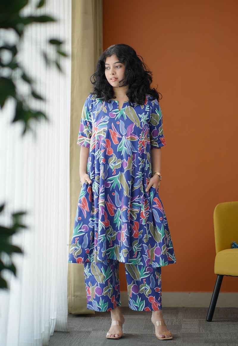 Piku tropical blue co-ord set