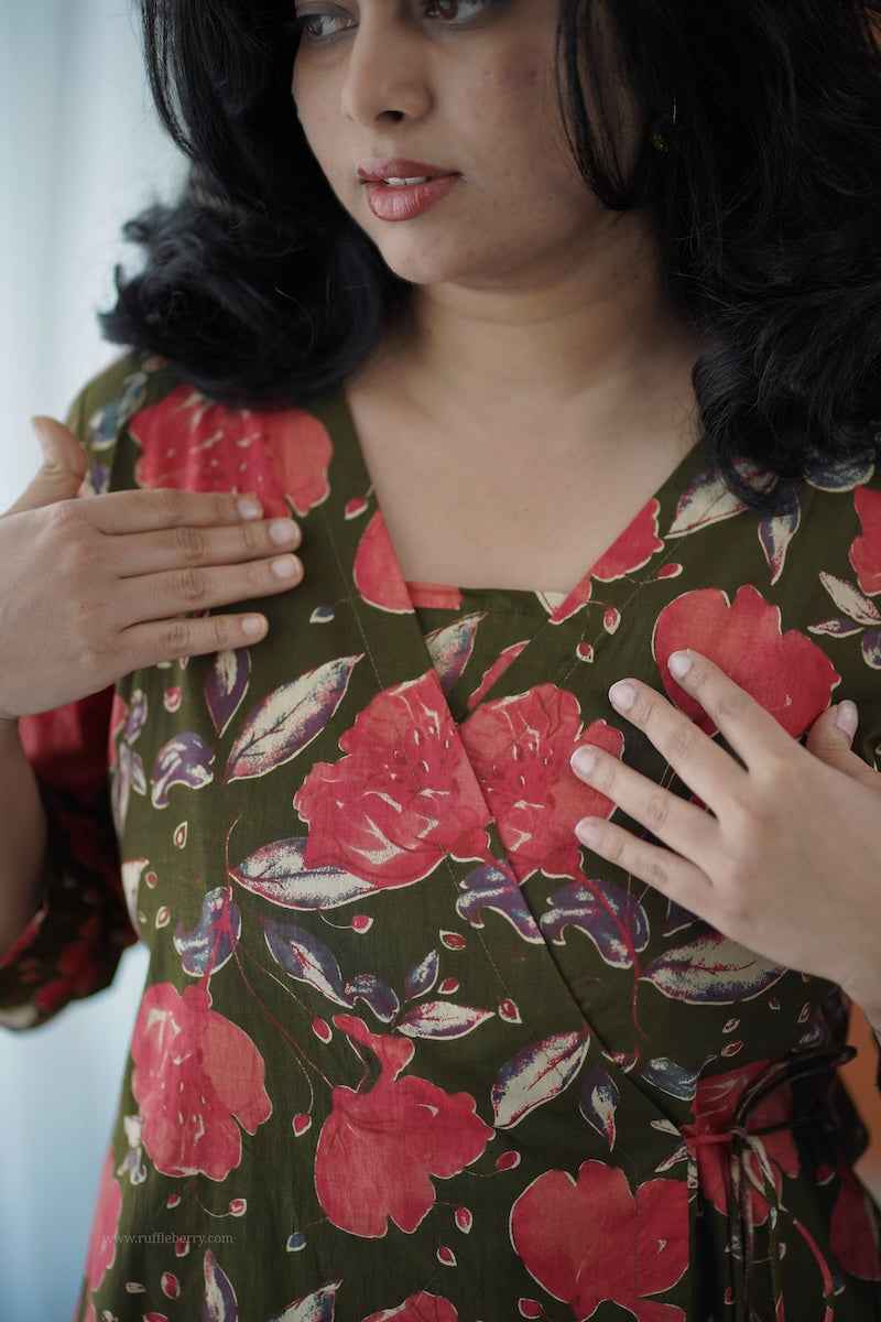 Piku Mehendi green wrap co-ord set