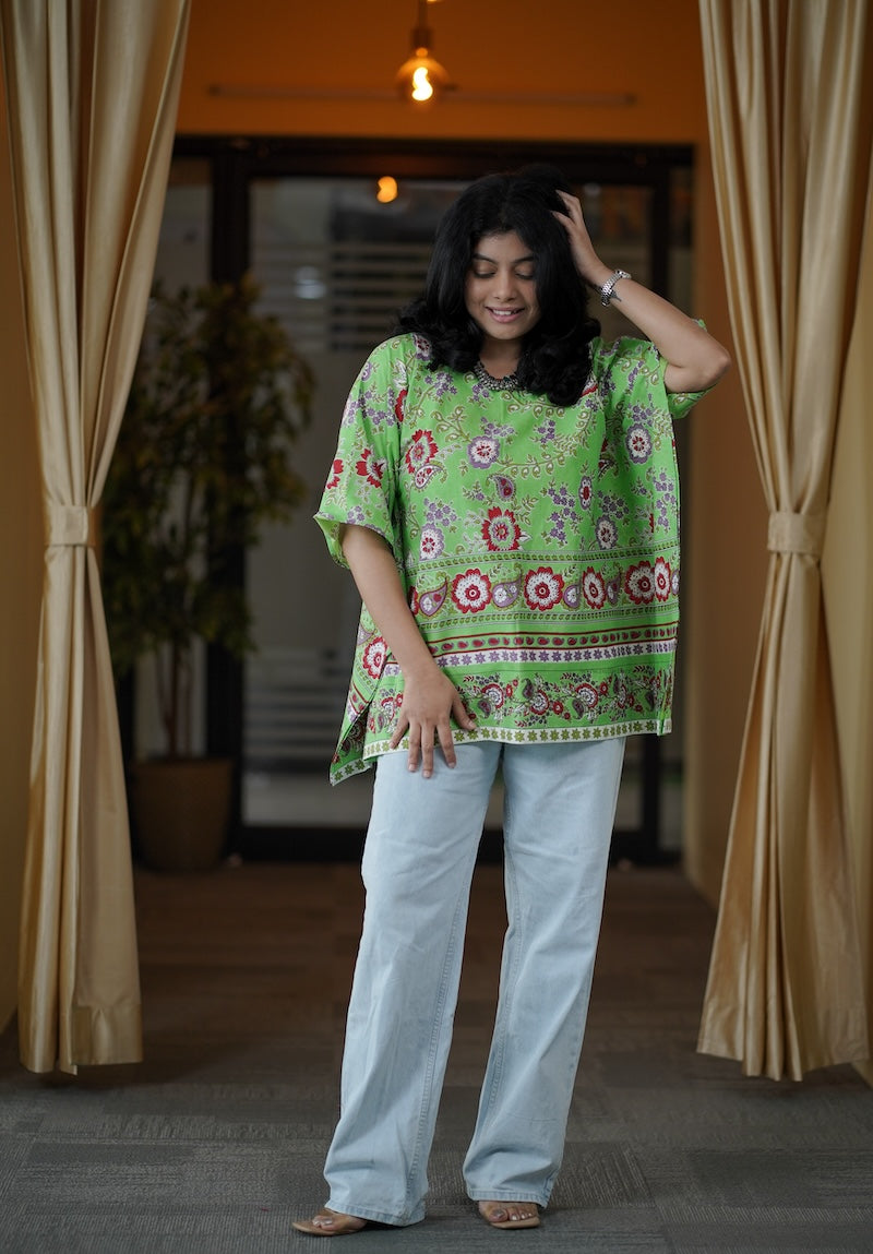 green kaftan short kurti