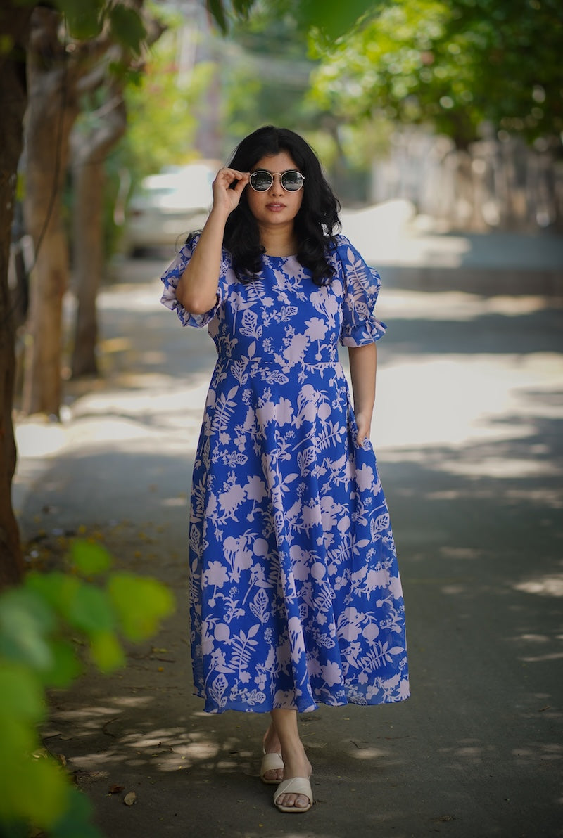 savina pastel blue georgette dress image 5