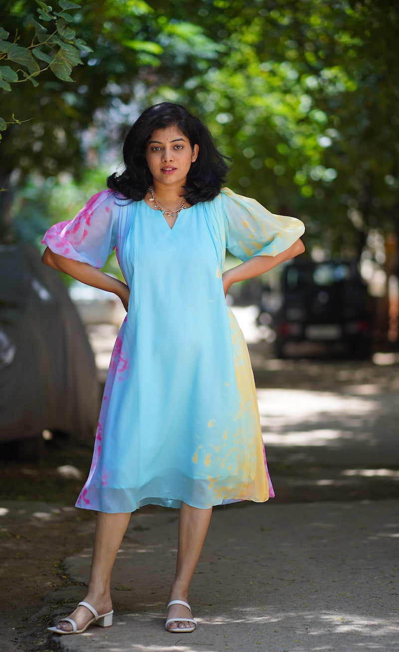 poppy multicolour georgette dress image 1