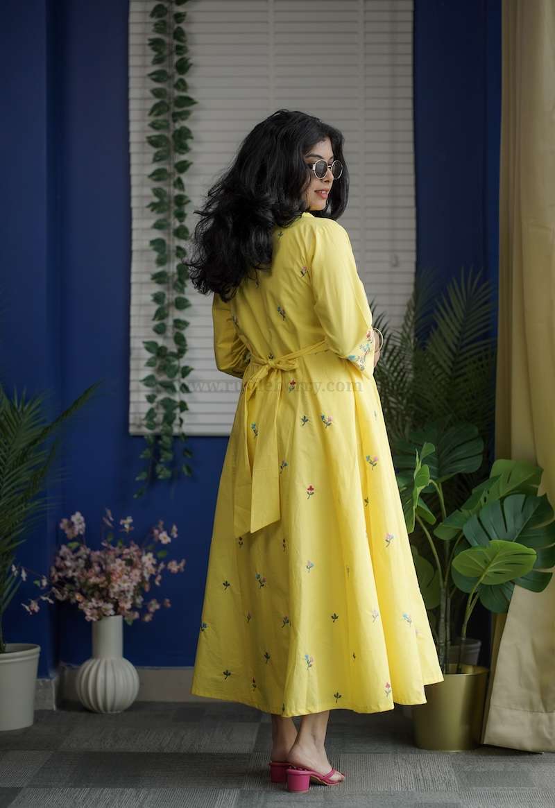 lila embroidered cotton shirt dress