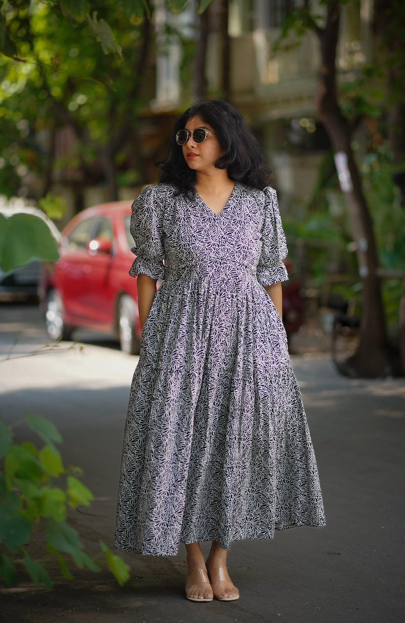 ruva abstract black cotton dress image 5