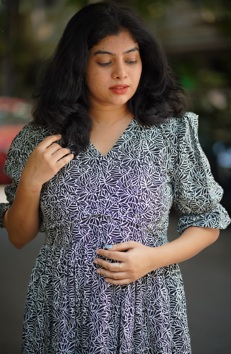 ruva abstract black cotton dress image 6