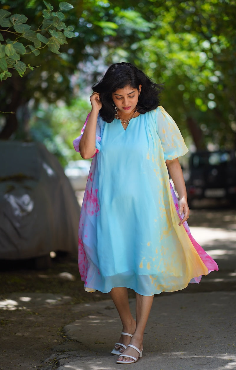 poppy multicolour georgette dress image 2