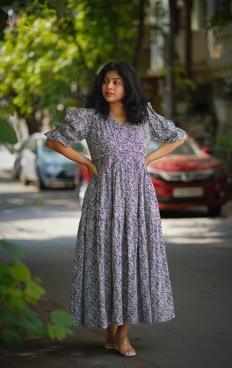 ruva abstract black cotton dress image 3