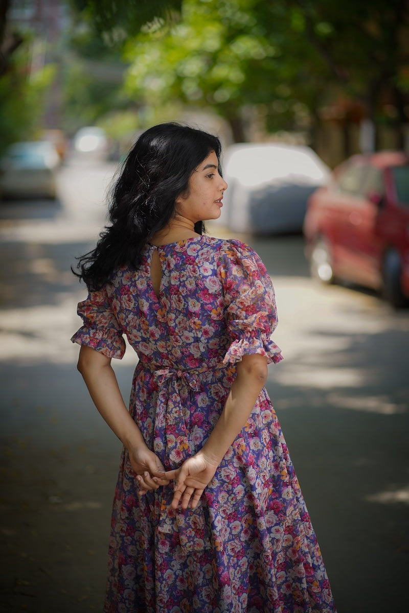 savina lavender floral georgette dress image 6