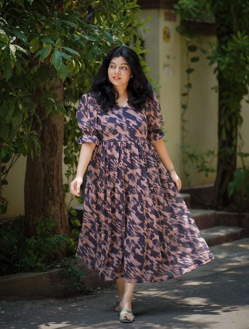 Bloom Abstract Georgette Dress