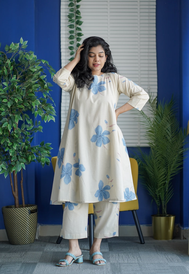 Jaan Cream Aline Cotton Co-ord Set