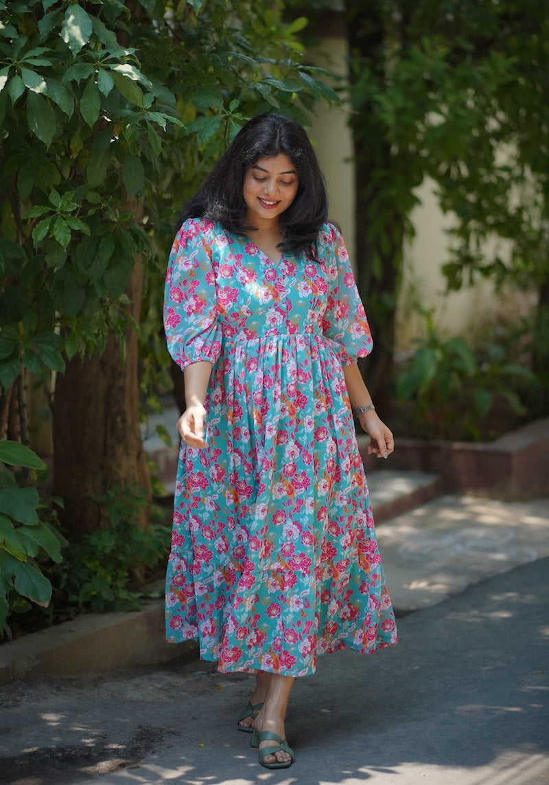 bloom aquablue georgette dress