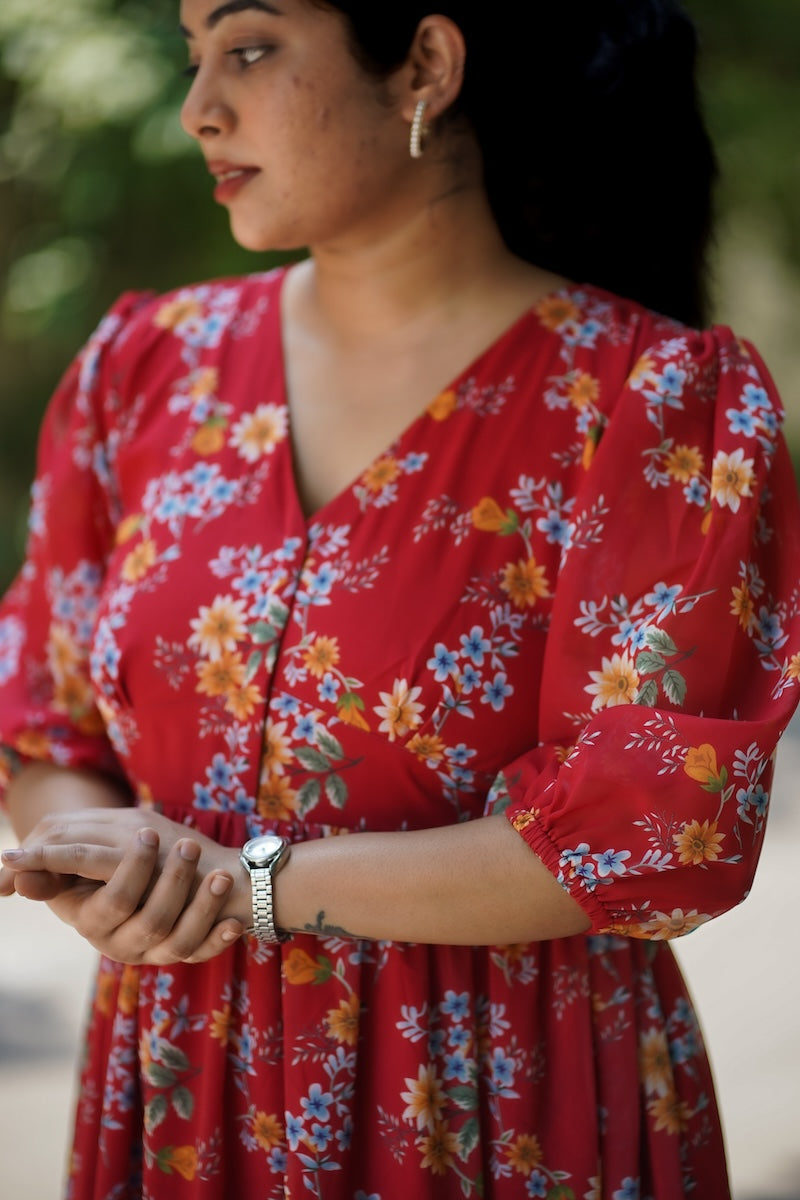 Bloom WarmRed Georgette Dress (Copy)