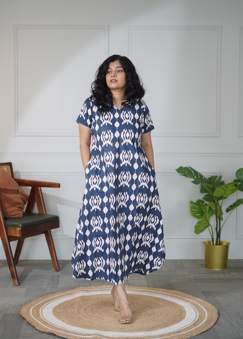 Elira NavyBlue Cotton Dress