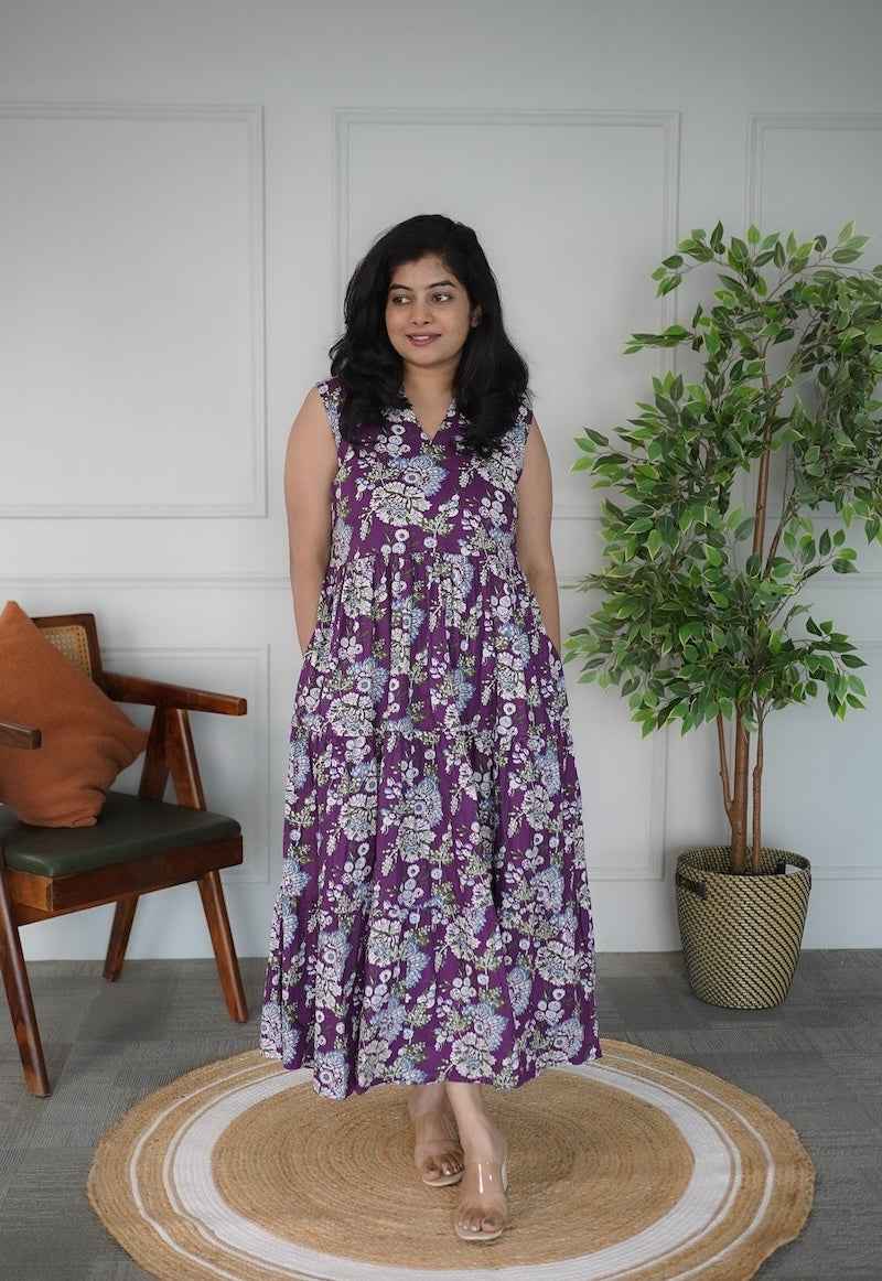 Elira Jamun Cotton Tier Dress