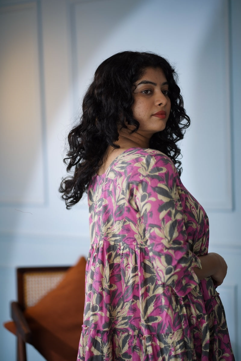 elira onion pink cotton tier dress