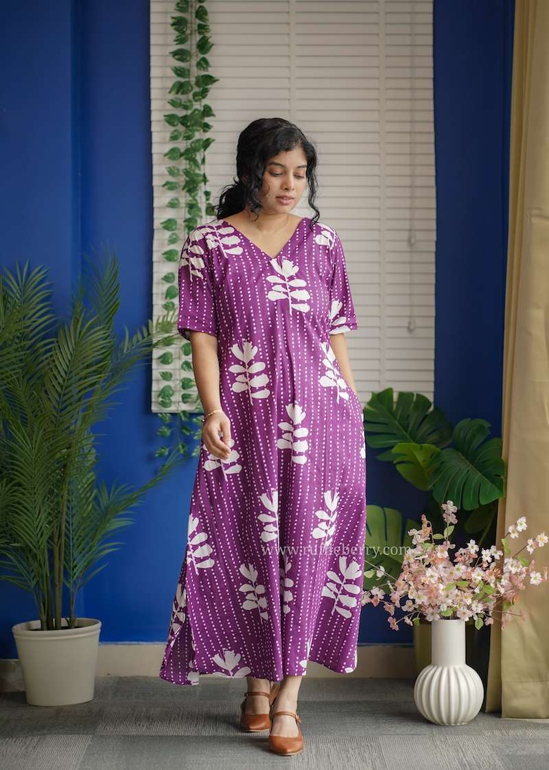 augusta purple aline cotton dress image 3