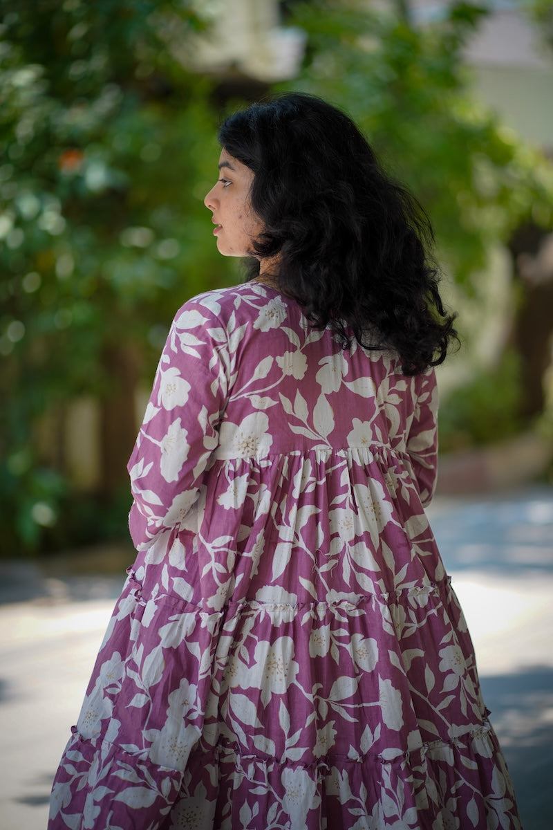 Swirl Mauve Cotton Tier Dress image 7