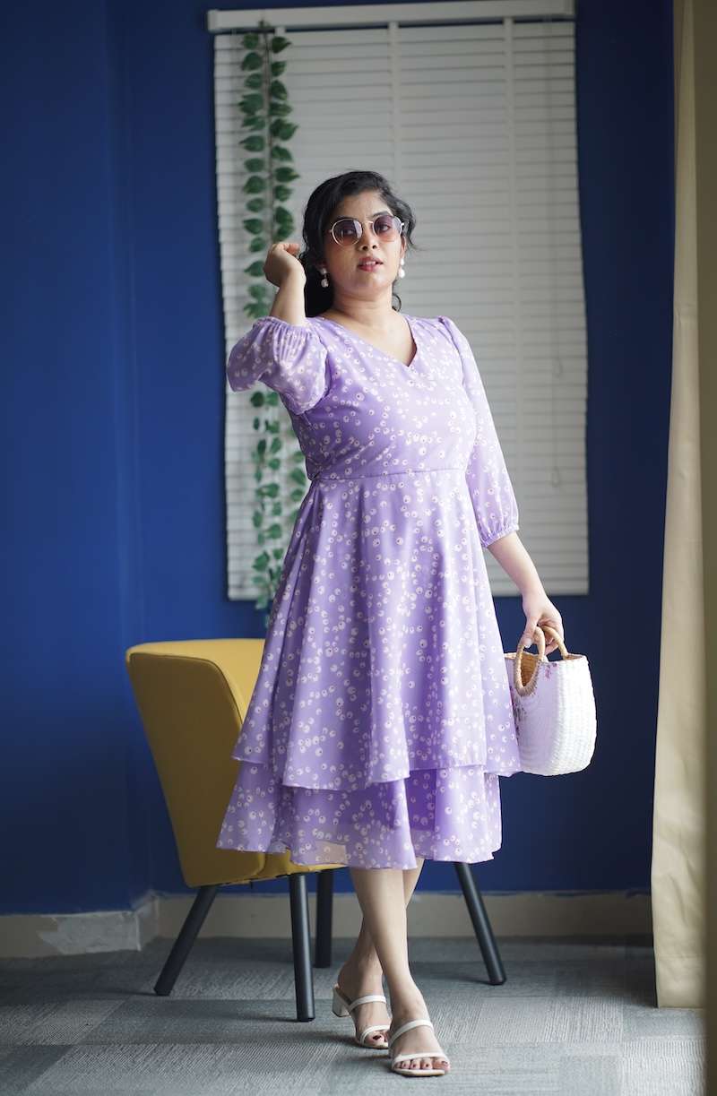 Maira Lilac Georgette Layered Dress
