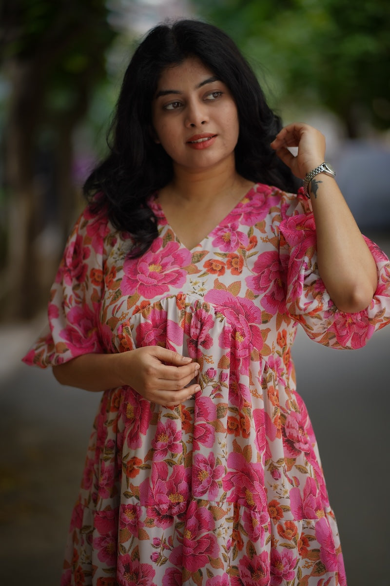 Bloom Roses Georgette Dress