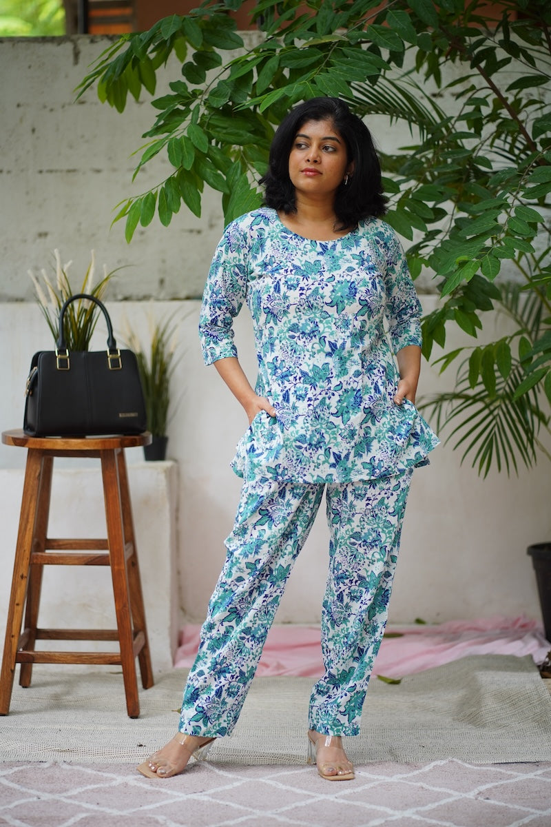 white floral co-ord set