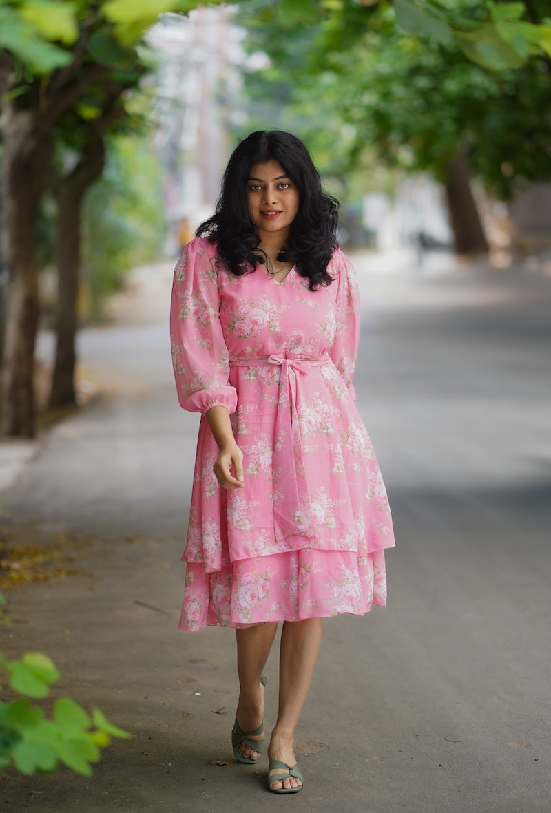 Bloom Bubblegum Georgette Dress (Copy)