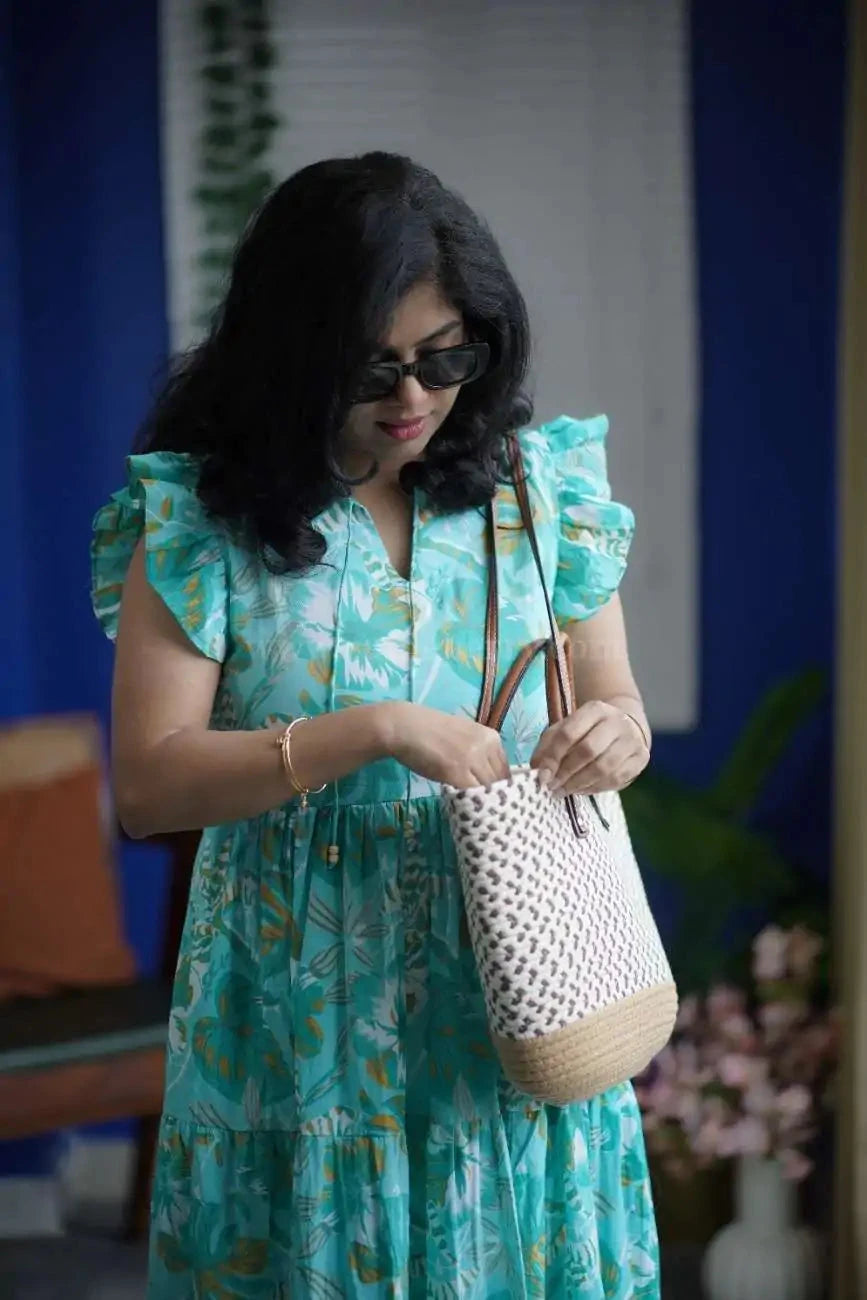 augusta seagreen cotton tier dress