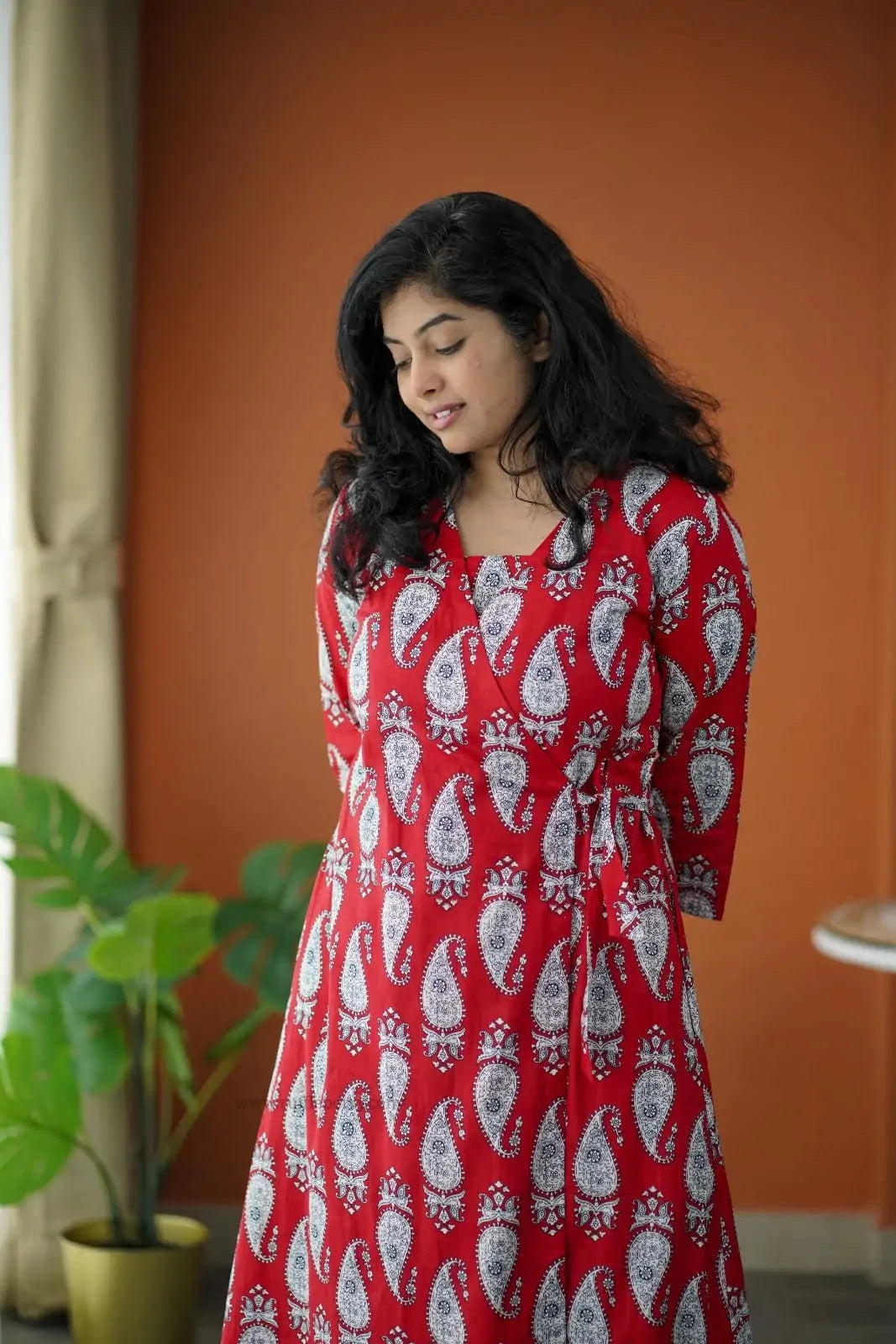 Niva Red Cotton Wrap Co-ord Set