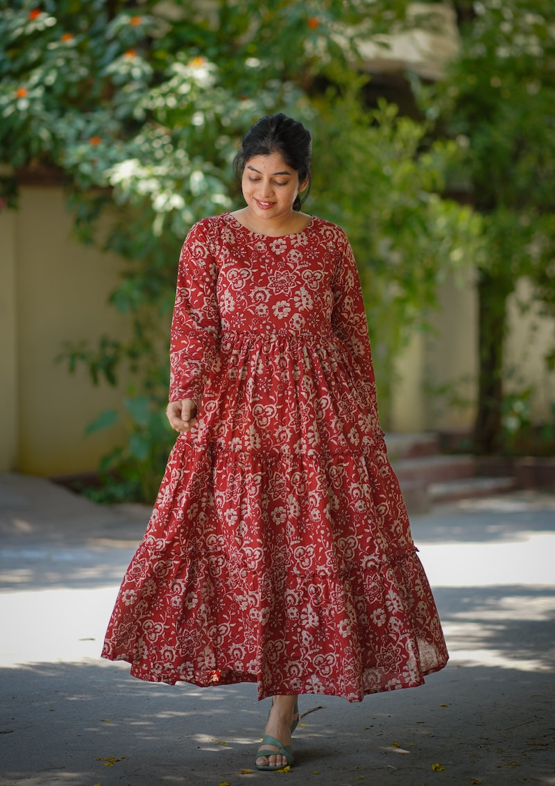 Nadira RustMaroon Cotton Dress