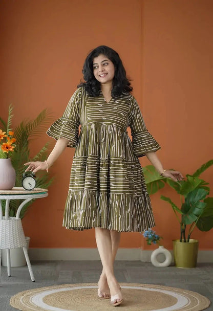 BarB OliveGreen Cotton Dress