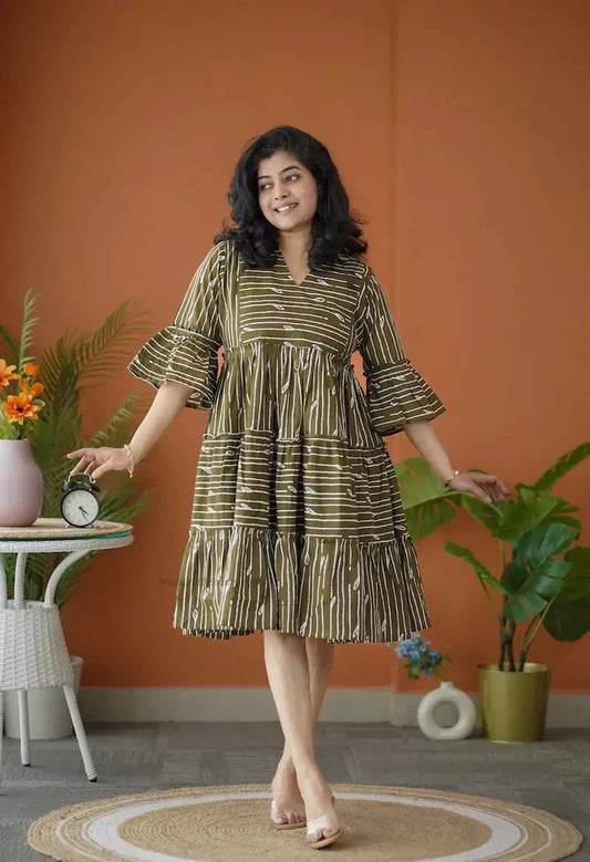 BarB OliveGreen Cotton Dress