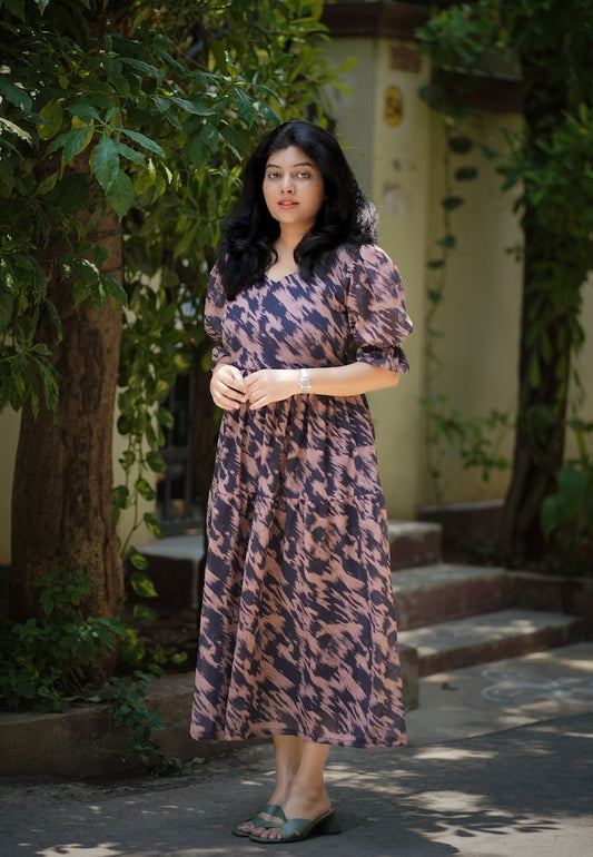 Bloom Abstract Georgette Dress