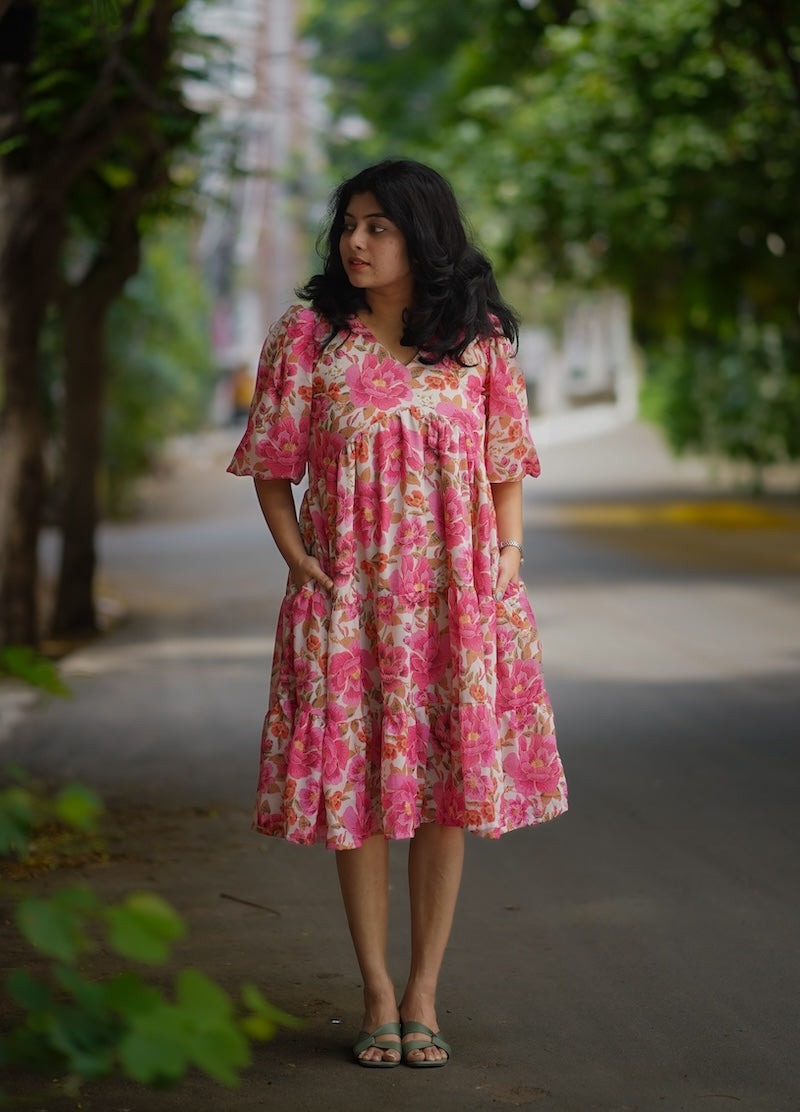 bloom roses georgette dress